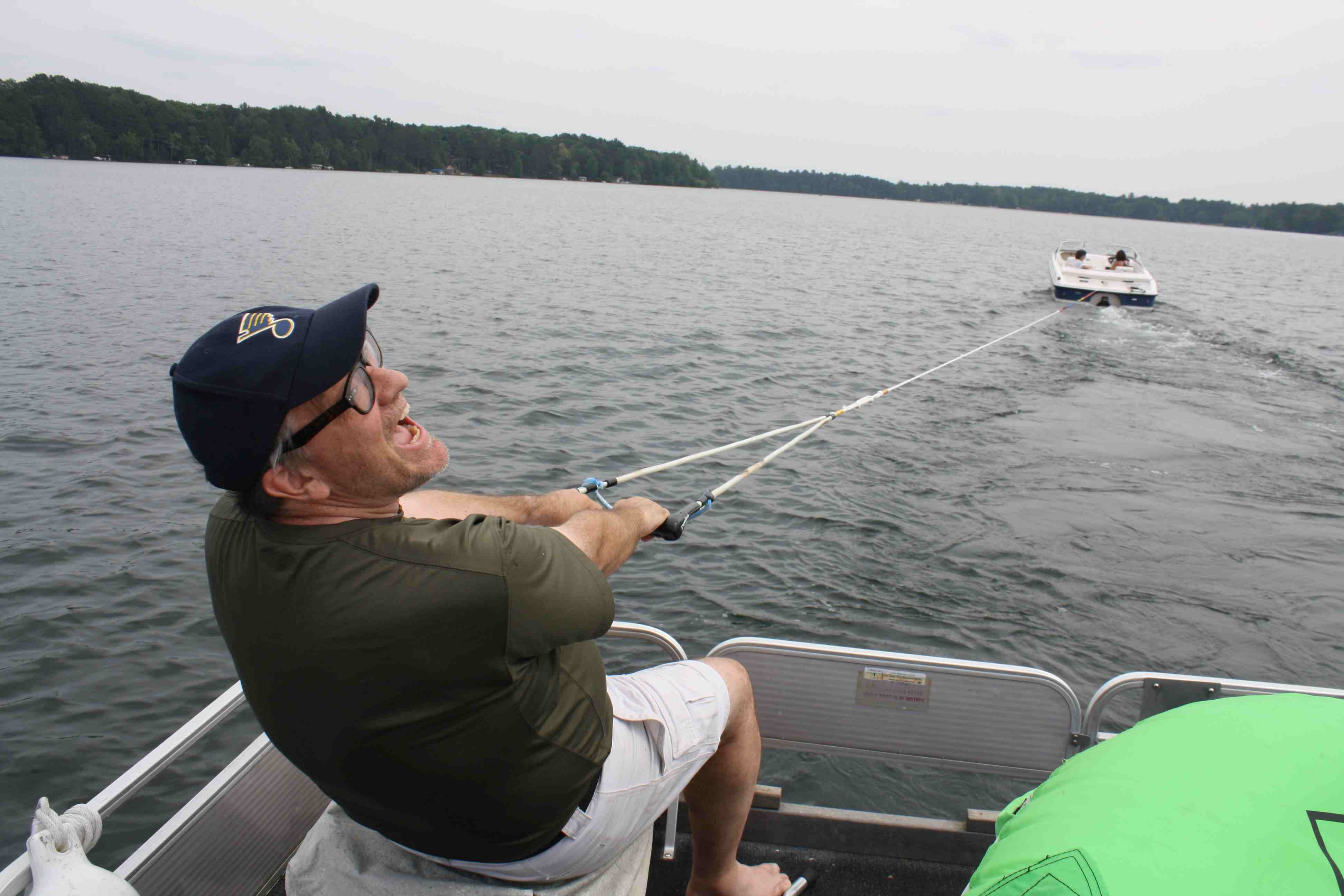 2017-07-20 Creasant Lake Randy pontoon boat skiing.jpg